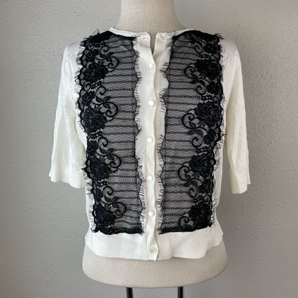 August Silk Short Sleeve Cardigan Sweater Size L EUC